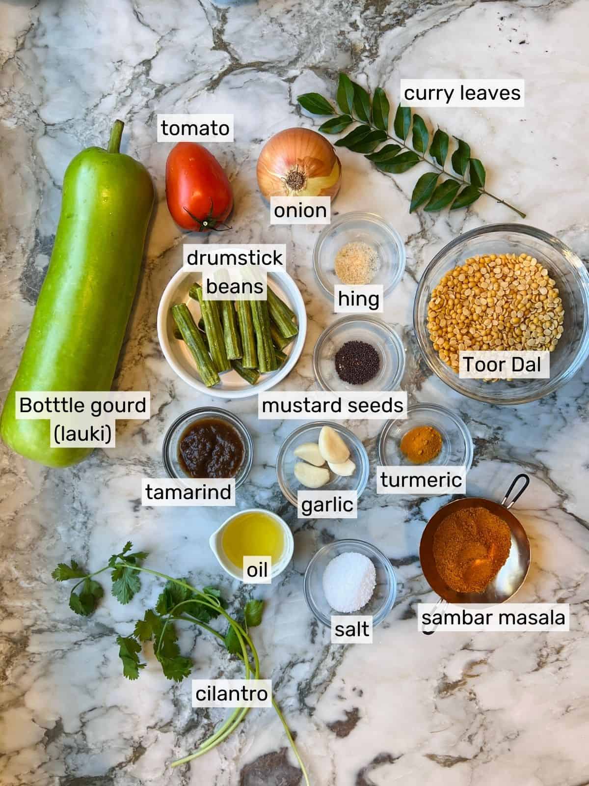 ingredients to make sambar 