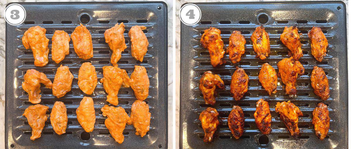 tandoori chicken wings on a baking tray