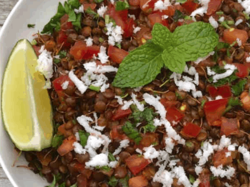 sprouted lentils bowl