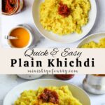 Pinterest Pin with photo collage for plain khichdi